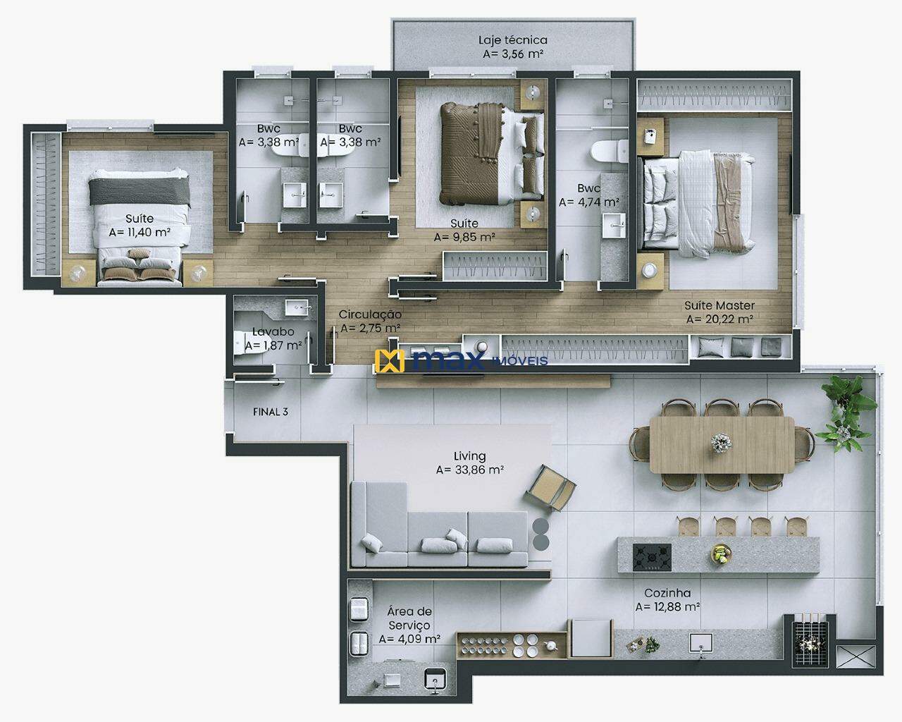 Apartamento à venda no Centro: Planta apartamento