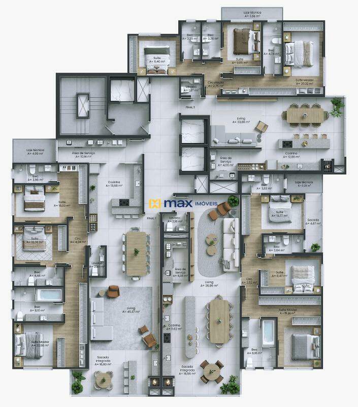 Apartamento à venda no Centro: Planta apartamentos
