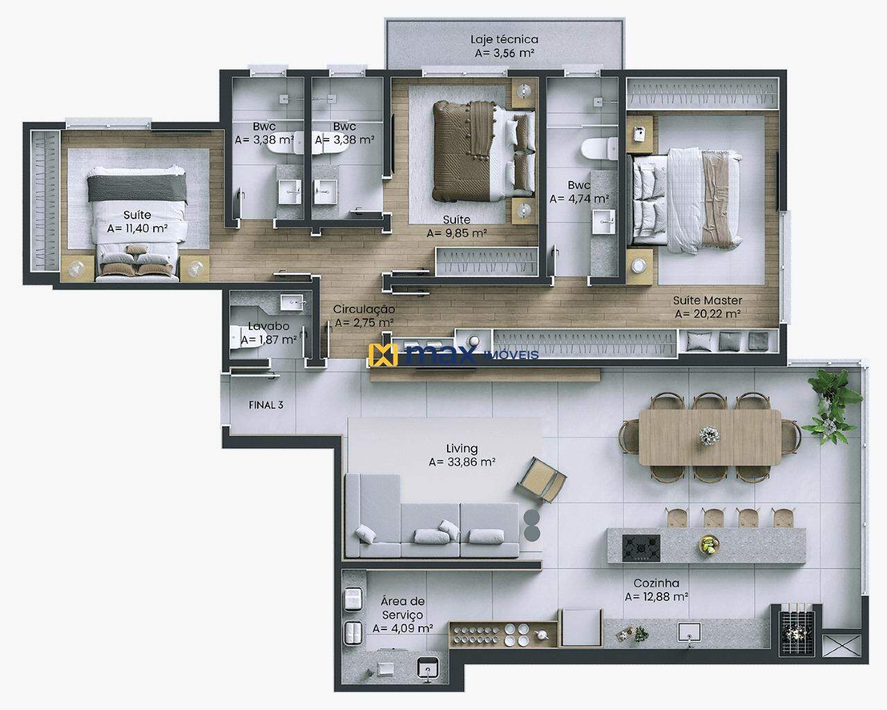 Apartamento à venda no Centro: Planta apartamento