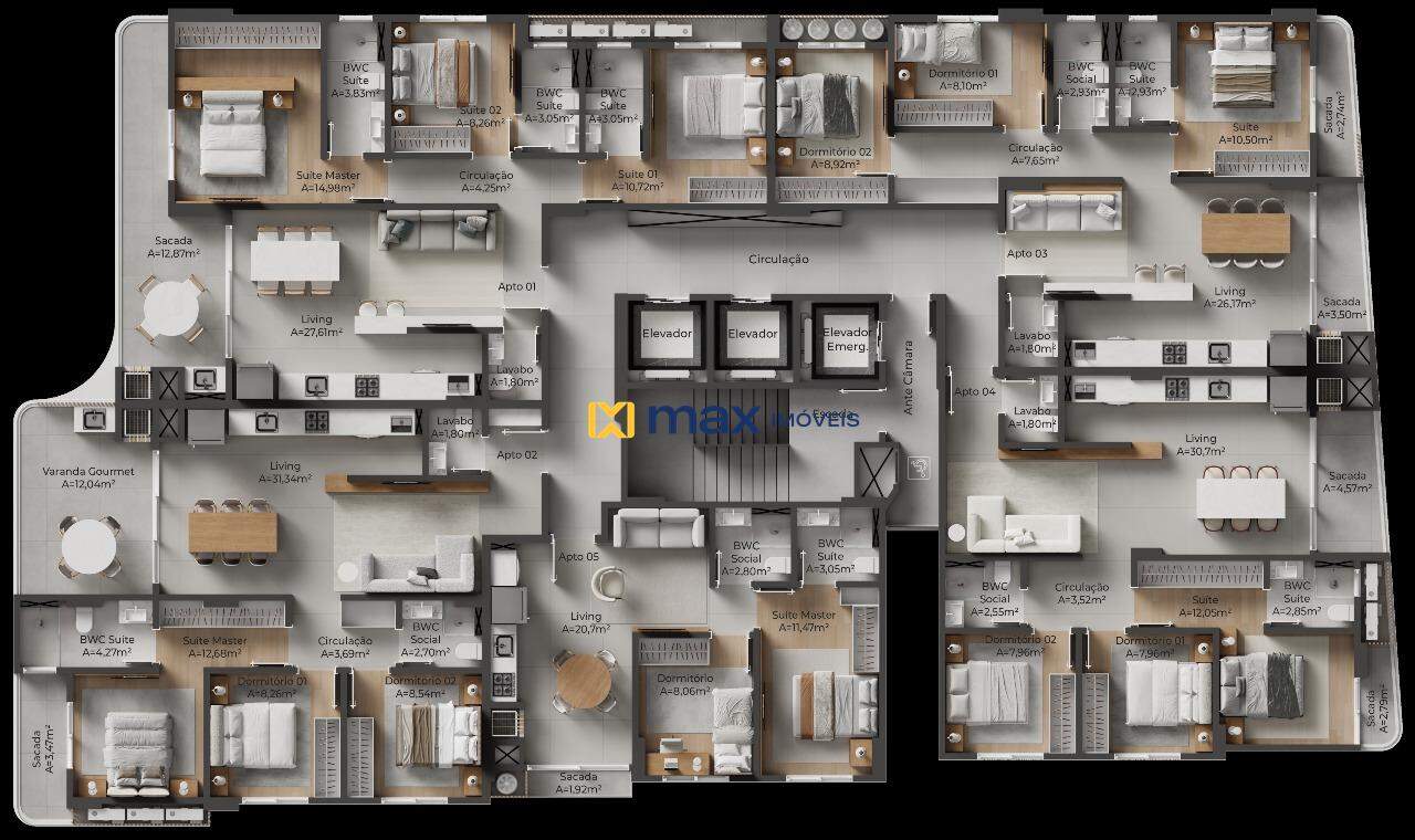 Apartamento à venda no Centro: Planta tipo 1