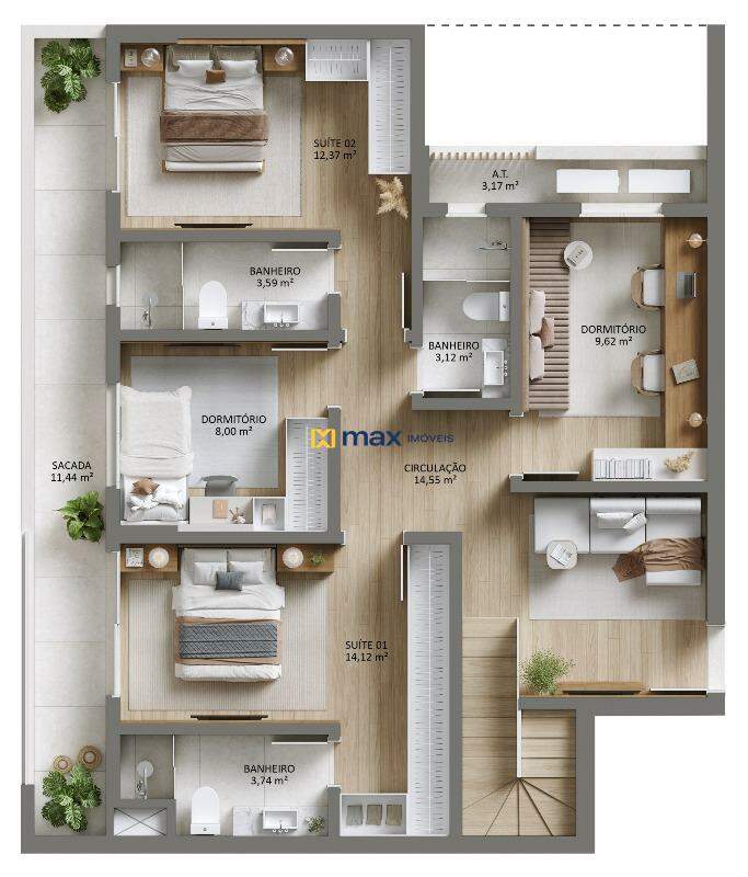 Apartamento à venda no Vila Operária: Planta duplex tipo 01