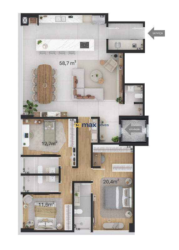 Apartamento à venda no Praia Brava de Itajaí: Torre leste - tipo 3