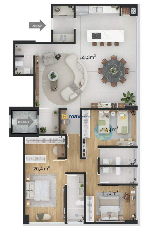 Apartamento à venda no Praia Brava de Itajaí: Torre leste - tipo 4