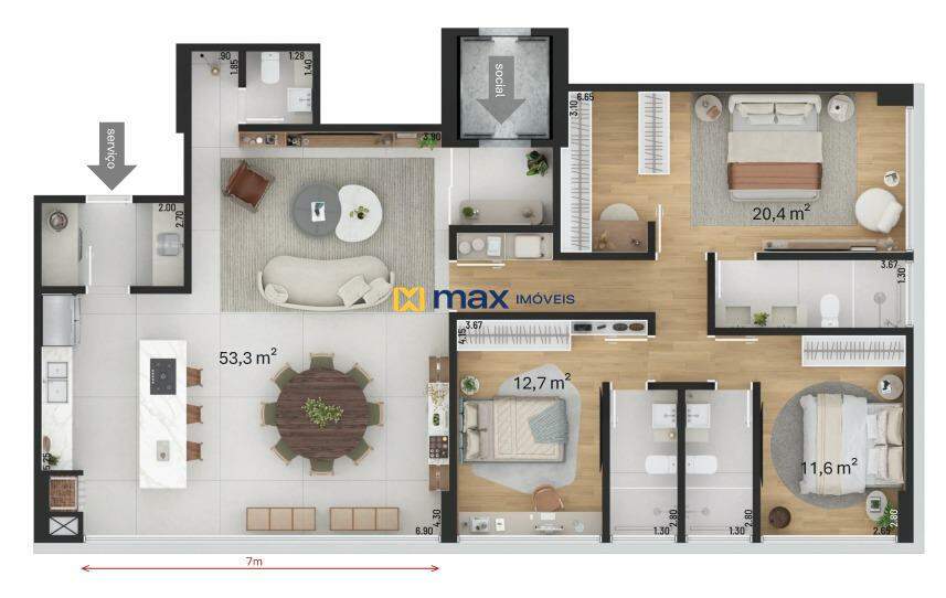 Apartamento à venda no Praia Brava de Itajaí: Torre norte - tipo 4
