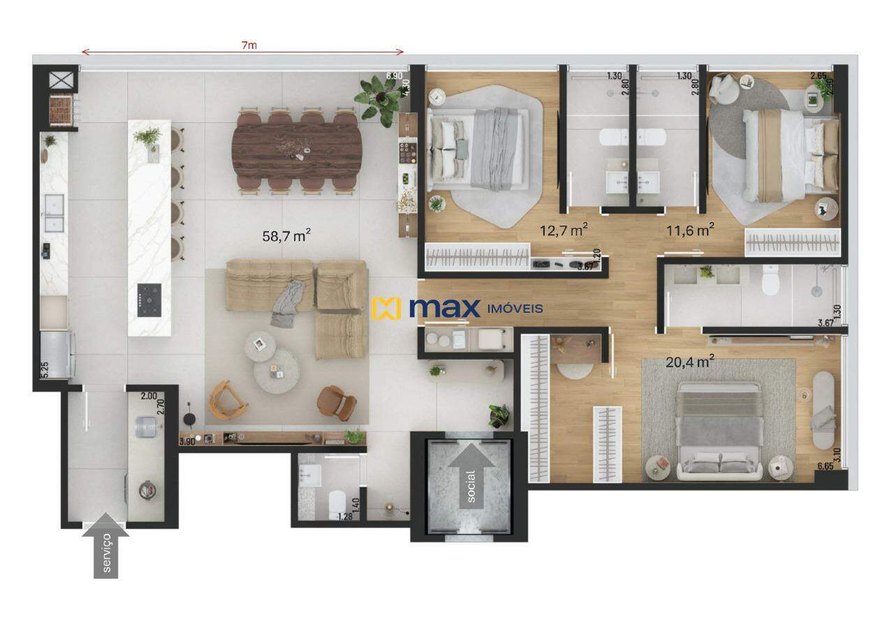 Apartamento à venda no Praia Brava de Itajaí: Torre norte - tipo 3