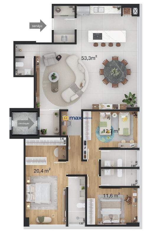Apartamento à venda no Praia Brava de Itajaí: Torre leste - tipo 4