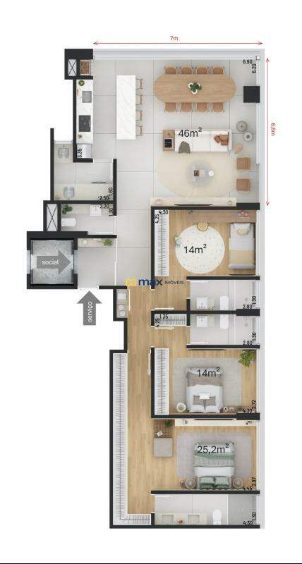 Apartamento à venda no Praia Brava de Itajaí: Torre leste - tipo 2