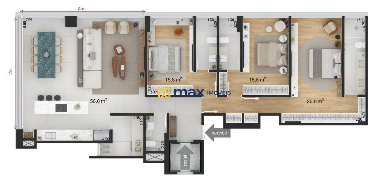 Apartamento à venda no Praia Brava de Itajaí: Torre norte - tipo 1