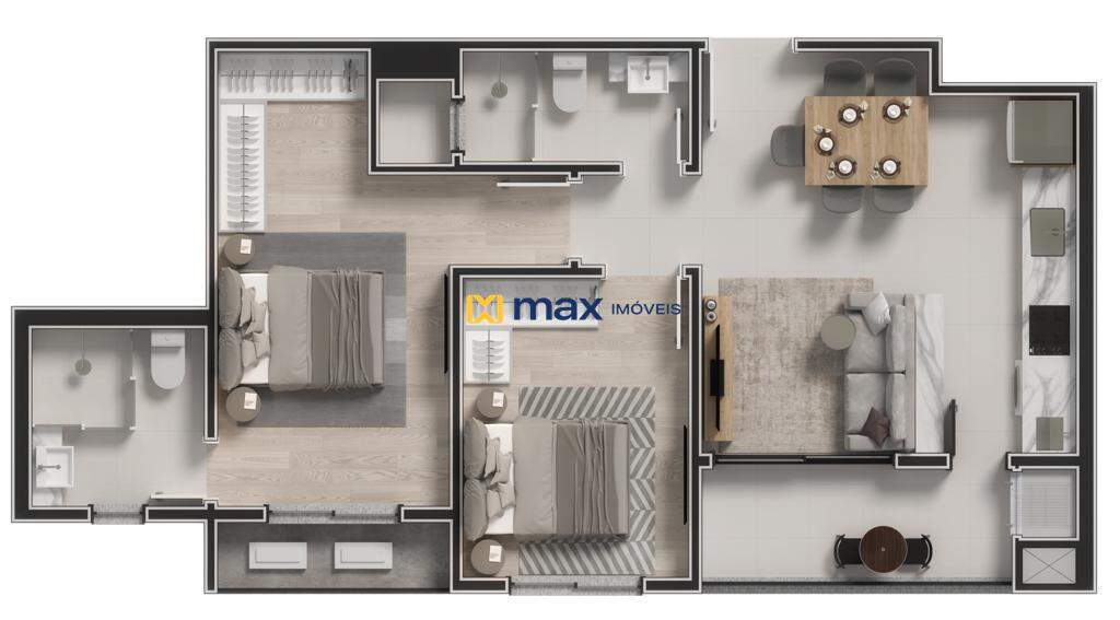 Apartamento à venda no Cordeiros: Planta apartamento tipo 04 e 05