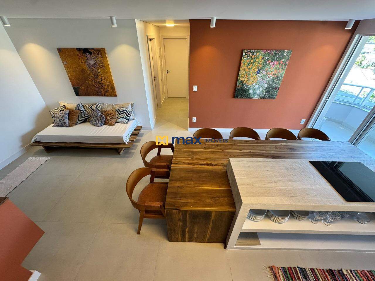 Apartamento para aluguel no Praia Brava de Itajaí: sala de estar/jantar e cozinha