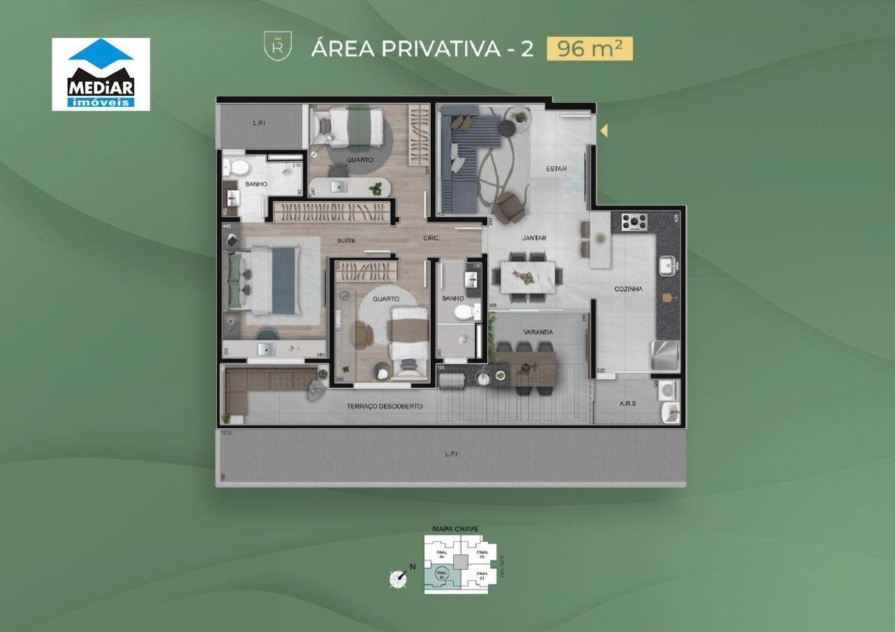 Apartamento à venda com 3 quartos, 78m² - Foto 1