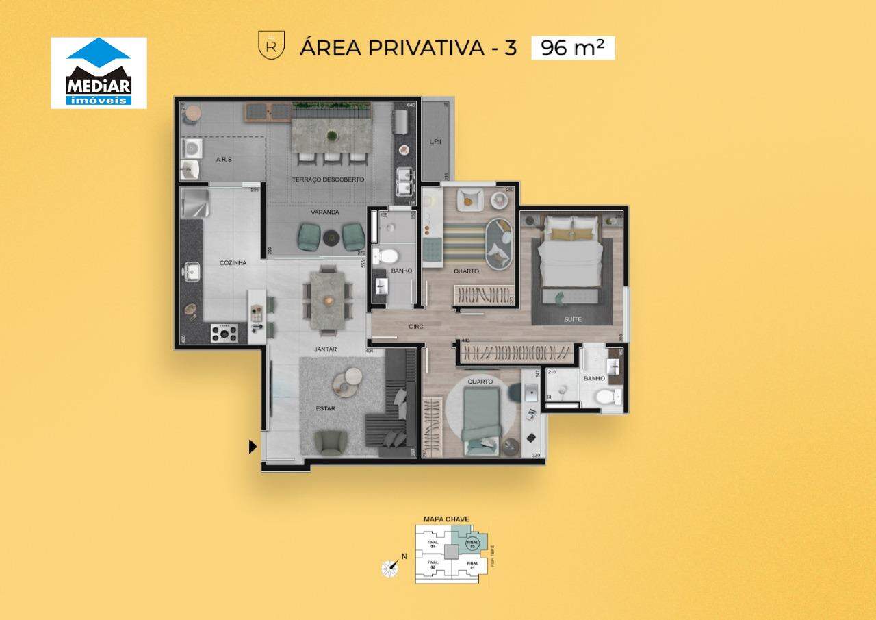 Apartamento à venda com 3 quartos, 78m² - Foto 1