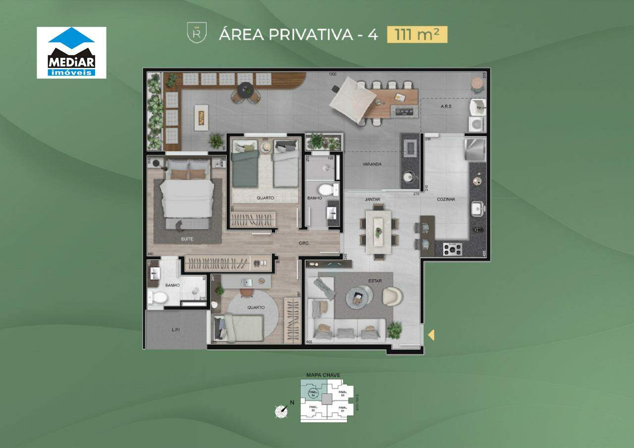 Apartamento à venda com 3 quartos, 78m² - Foto 1