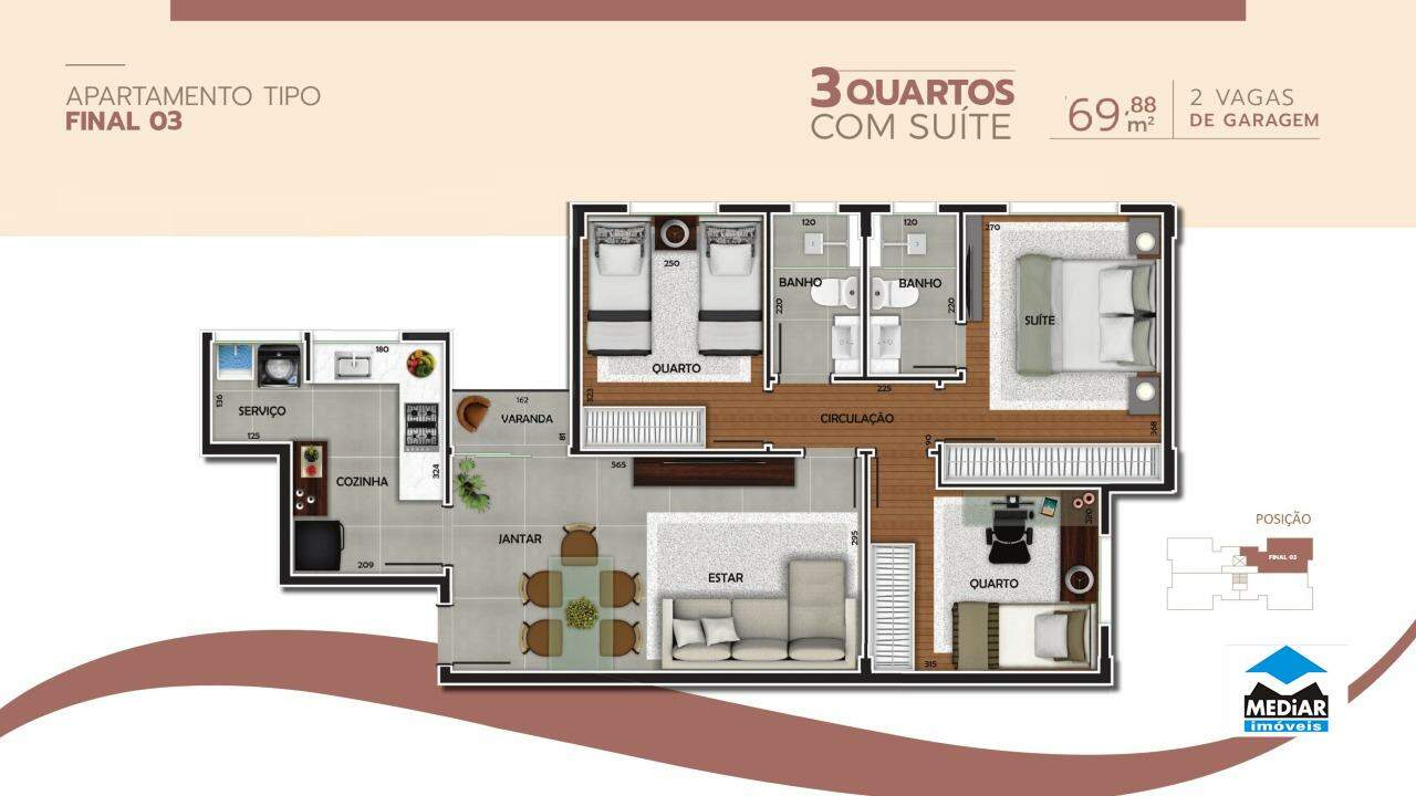 Apartamento à venda com 3 quartos, 69m² - Foto 5