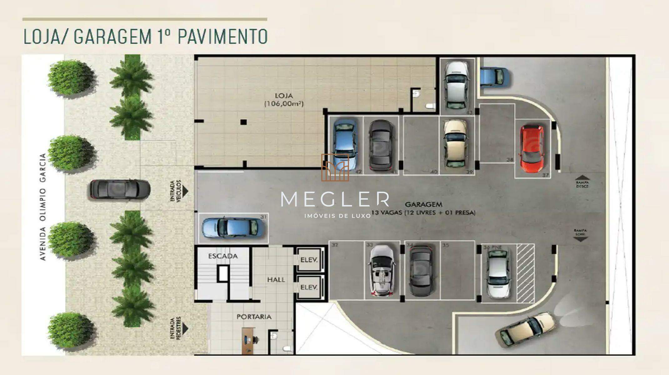 Apartamento à venda no Eldorado: Garagem e loja - Térreo