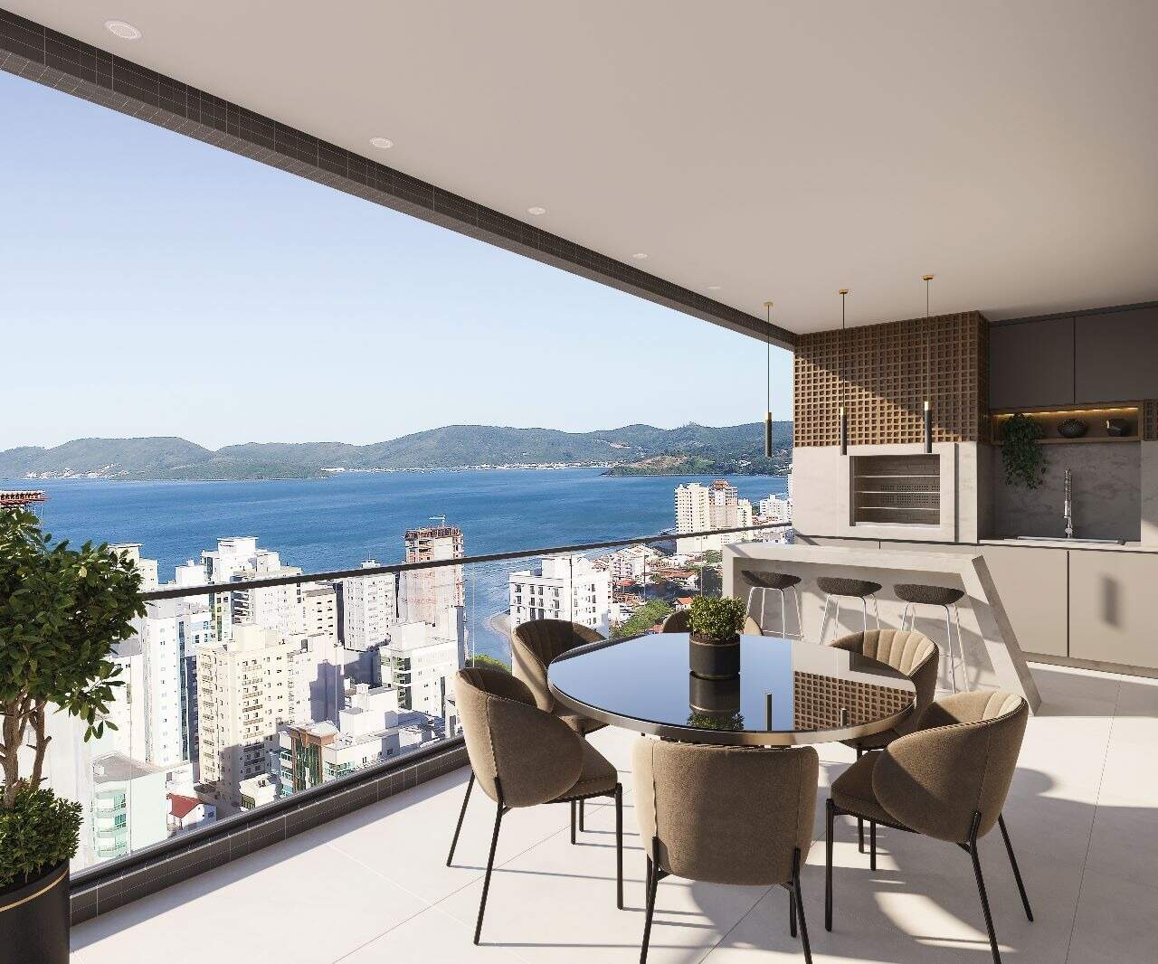 Apartamento à venda no Meia Praia: Sacada com churraqueira