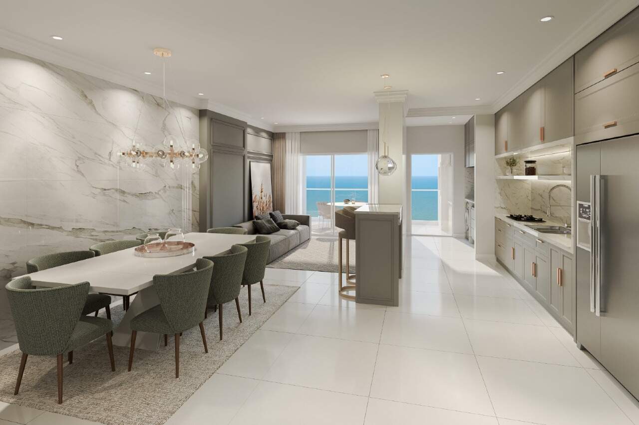 Apartamento à venda no Meia Praia: Living e cozinha