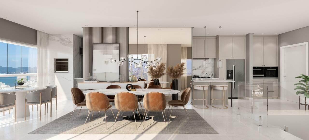 Apartamento à venda no Meia Praia: Living e cozinha