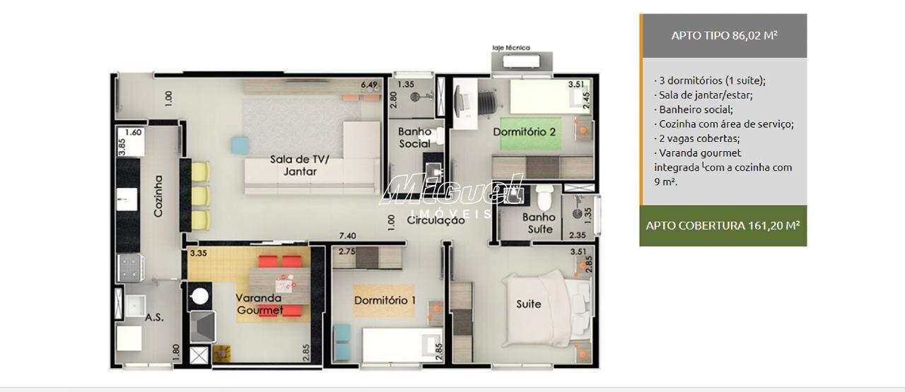 Apartamento, à venda, 3 até 4 quartos, Edifício Boa Vista Pauliceia, Paulicéia - Piracicaba: 