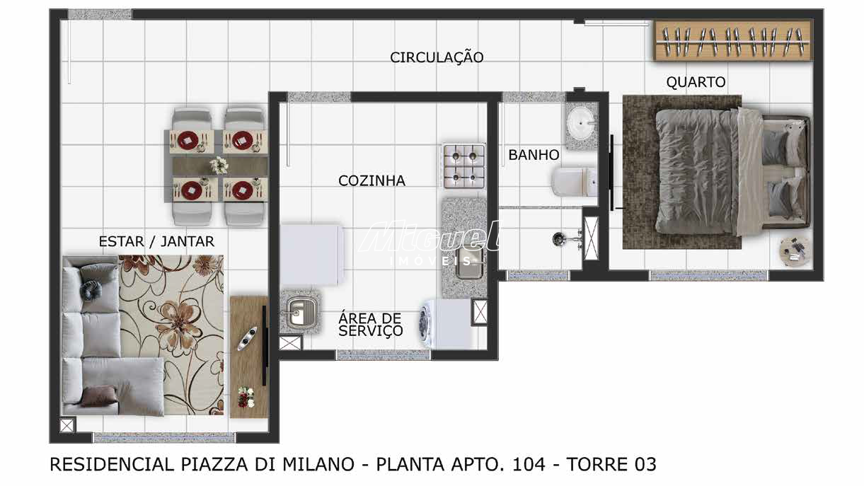 Apartamento, à venda, 0 até 2 quartos, Piazza Di Milano, Vila Industrial - Piracicaba: 