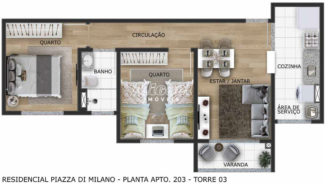 Apartamento, à venda, 0 até 2 quartos, Piazza Di Milano, Vila Industrial - Piracicaba: 