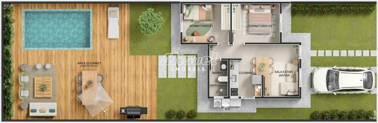 Casa, à venda, Água Seca - 2 até 2 quartos Jardim das Oliveiras IV - Piracicaba/SP: 