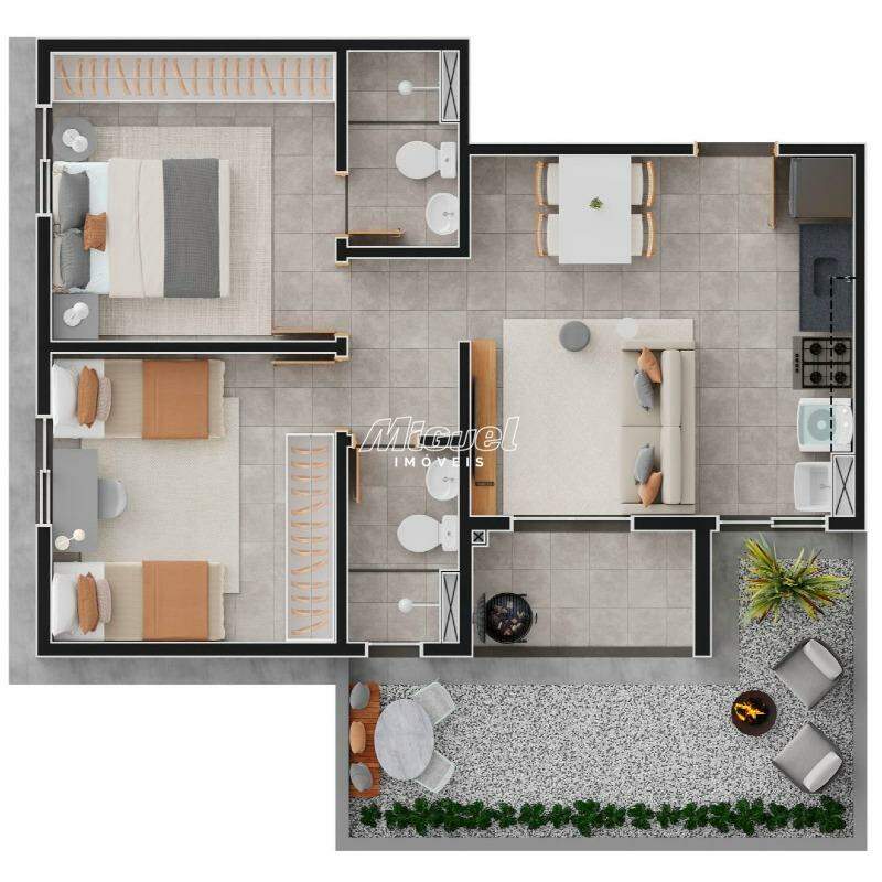 Apartamento, à venda, Chácara Esperia - 2 até 2 quartos Vitta Luminá - Piracicaba/SP:
