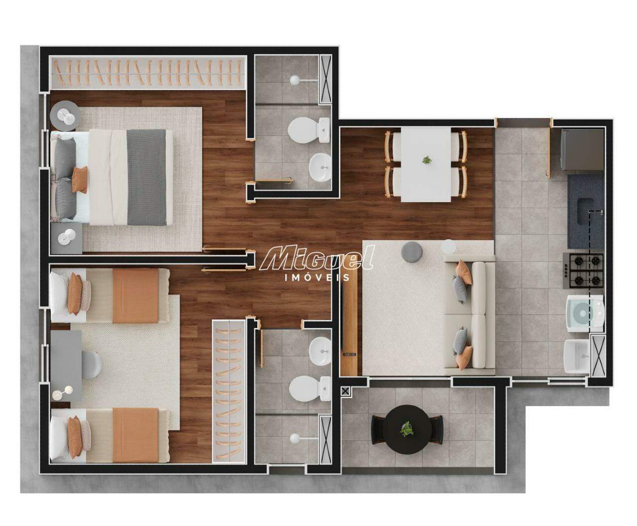 Apartamento, à venda, Chácara Esperia - 2 até 2 quartos Vitta Luminá - Piracicaba/SP: