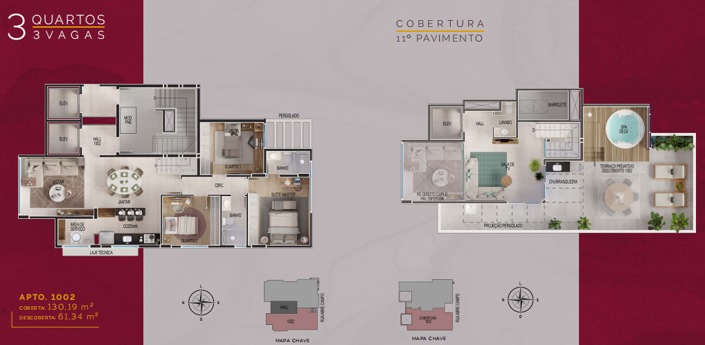 (33602) à venda - Cobertura com 3 quartos, 3 vagas, no Santo Antônio : 