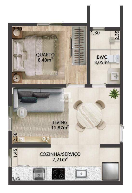 Flat à venda no bairro Centro I: 