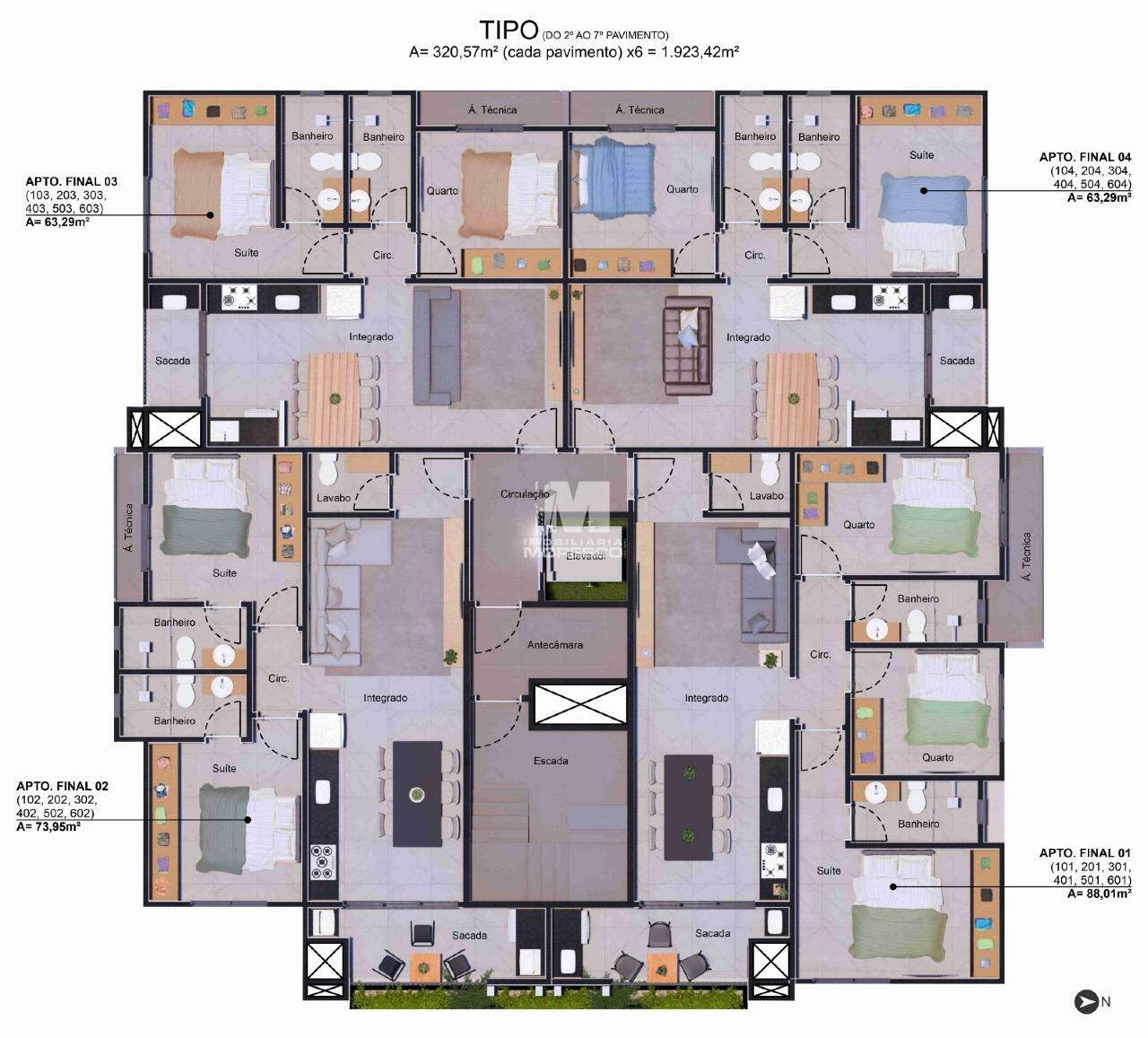 Apartamento de 2 quartos, 63m² no bairro Rio Branco, em Brusque | Eu Corretor