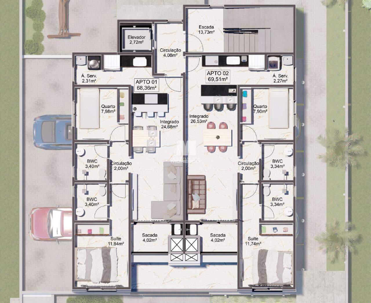 Apartamento de 2 quartos, 68m² no bairro Centro, em Guabiruba | Eu Corretor