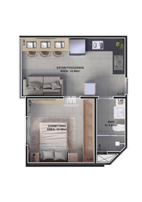 Apartamento de 55m² no bairro São Luiz, em Brusque | Eu Corretor