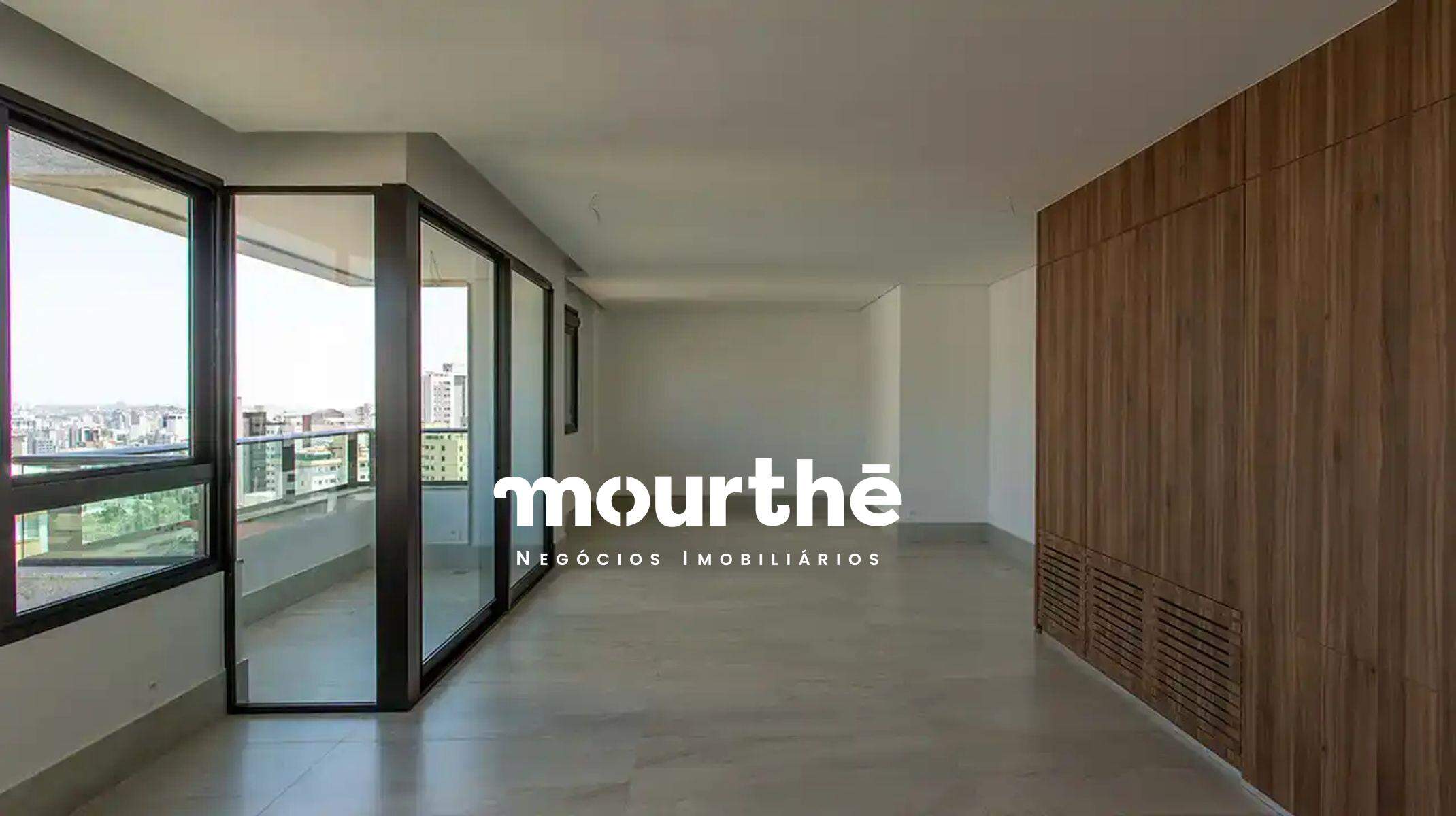 Apartamento à venda no Serra: Sala de estar e varanda