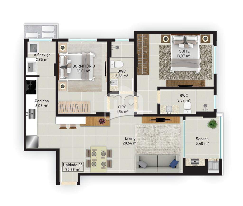 Apartamento à venda com 2 quartos, 76m² - Foto 10