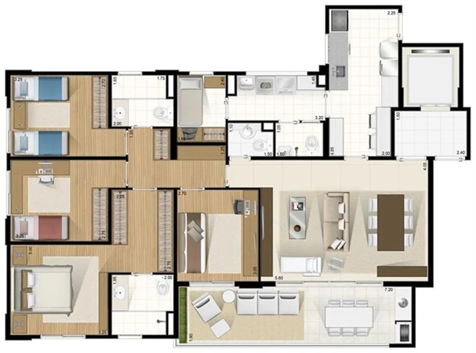 133 m2 - 4 dorm (1 suite)