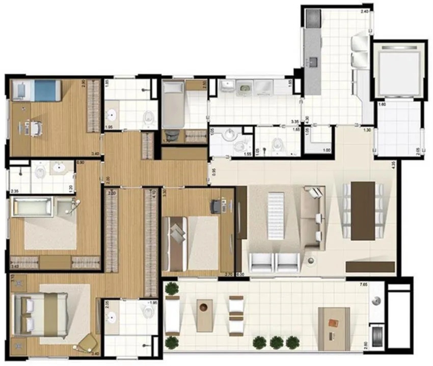 165 m2 - 4 dorm (2 suites)