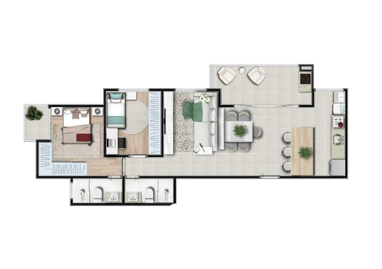 Planta 80m² - 2