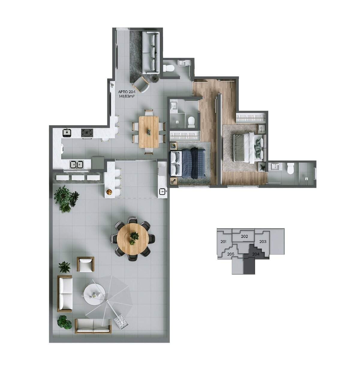 Apartamento à venda no Agronomica: Planta humanizada final 04 - 2 su tes (imagem ilustrativa - mobili rio e decora  o n o inclu dos)
