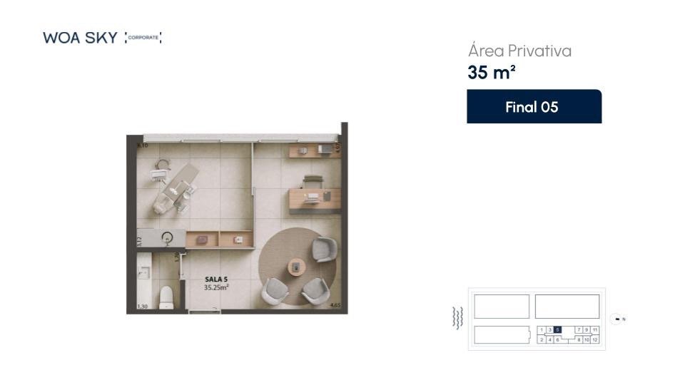 Salas/Conjuntos à venda no Campinas: Planta humanizada sala final 05 (imagem ilustrativa - mobili rio n o inclu do)
