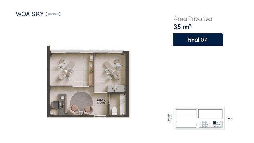 Salas/Conjuntos à venda no Campinas: Planta humanizada sala final 07 (imagem ilustrativa - mobili rio n o inclu do)