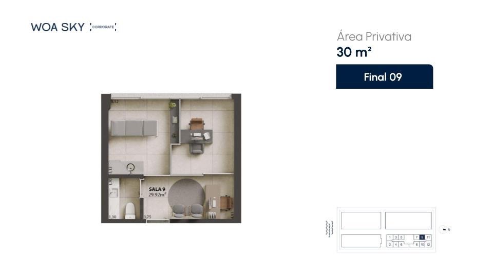 Salas/Conjuntos à venda no Campinas: Planta humanizada sala final 09 (imagem ilustrativa - mobili rio n o inclu do)