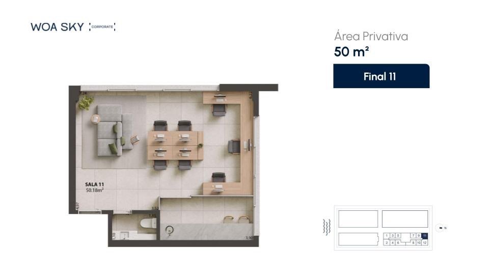 Salas/Conjuntos à venda no Campinas: Planta humanizada sala final 11 (imagem ilustrativa - mobili rio n o inclu do)