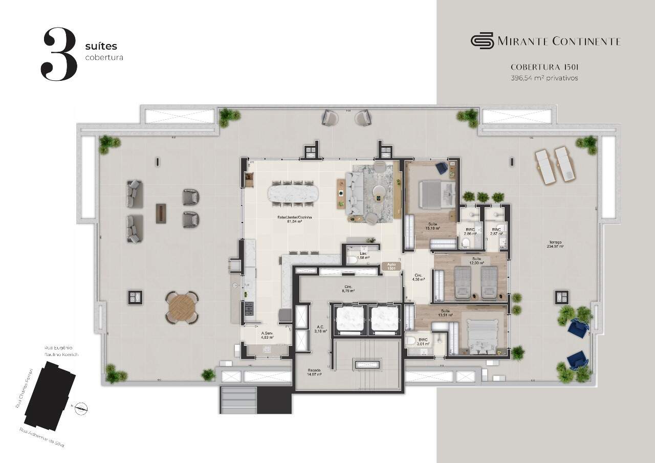 Apartamento à venda no Kobrasol: Piscina adulto aquecida com prainha e deck e infantil com deck