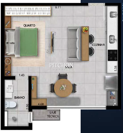 Apartamento à venda, 1 quarto, 1 suíte, 1 vaga, Lourdes - Belo Horizonte/MG