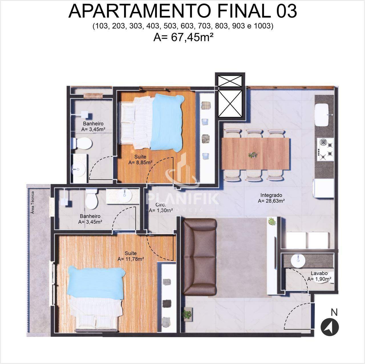 Apartamento de 2 quartos, 71m² no bairro São Luiz, em Brusque | Eu Corretor