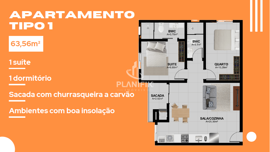 Apartamento de 2 quartos, 55m² no bairro Nova Brasília, em Brusque | Eu Corretor