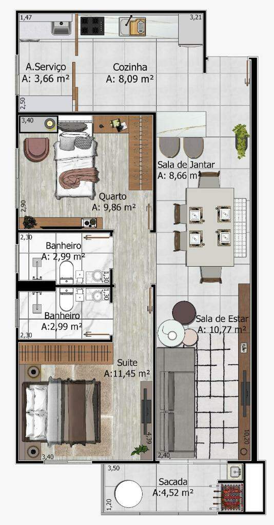 Apartamento de 2 quartos, 74m² no bairro Santa Terezinha, em Brusque | Eu Corretor