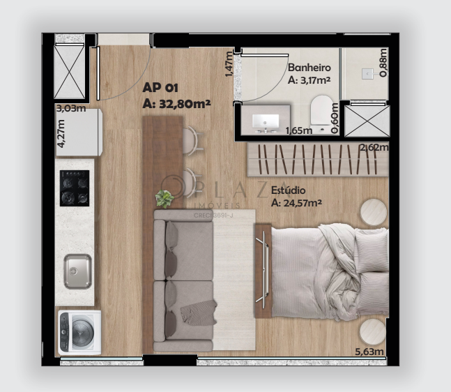 Apartamento à venda com 1 quarto, 32m² no São Cristóvão em Chapecó – Foto 3