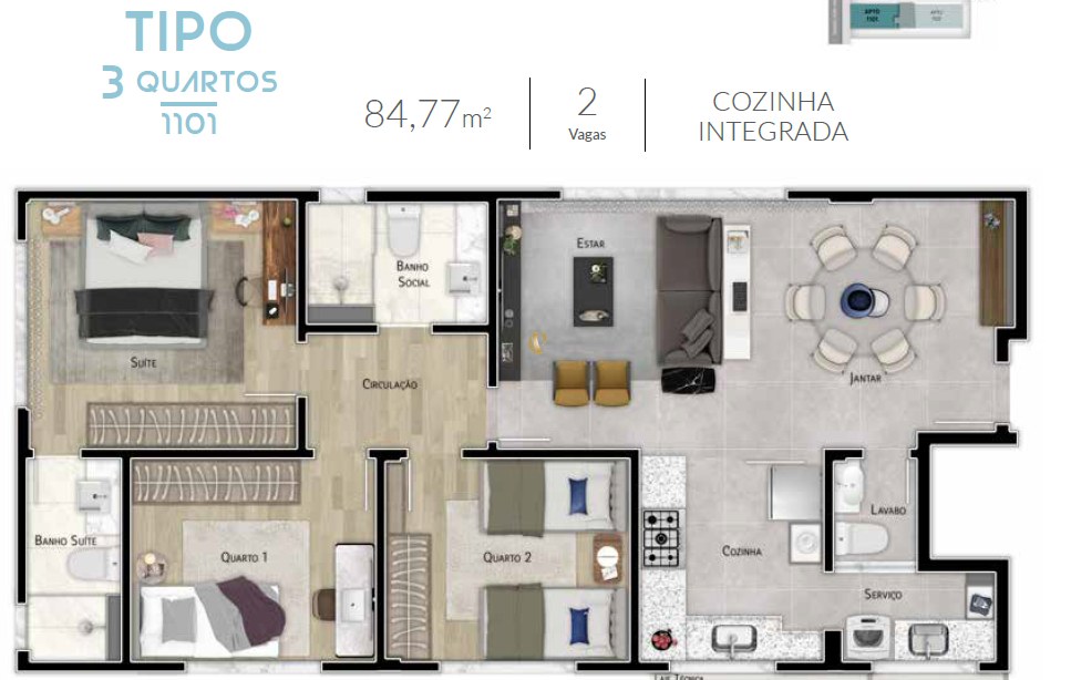 Apartamento à venda com 1 quarto, 62m² - Foto 10